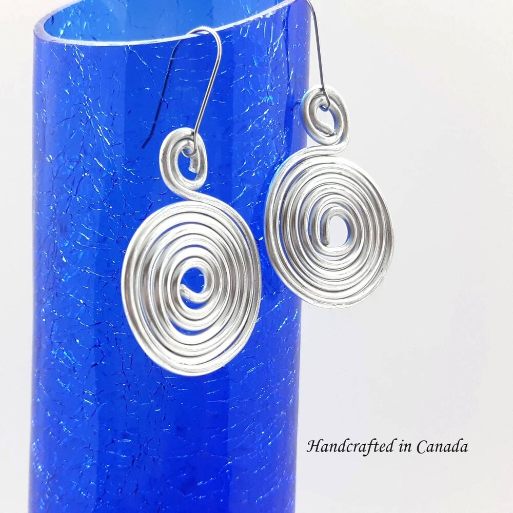 Bold Spiral Dangle Earrings Handcrafted in Canada